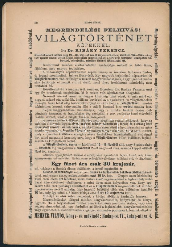 1879 A Természettudományi Közlöny hirdető melléklete 12l. szakadással - Image 2