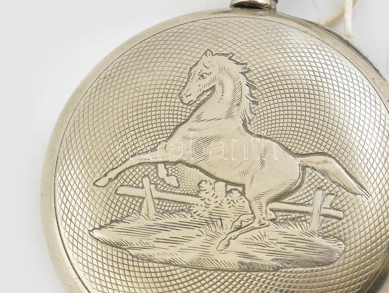 Zsebóra, mechanikus szerkezettel, kulccsal, tisztításra szorul, elindul, de megáll, jelzett d: 45mm - Image 2