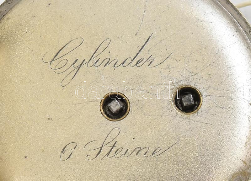 Zsebóra, mechanikus szerkezettel, kulccsal, tisztításra szorul, elindul, de megáll, jelzett d: 45mm - Image 3