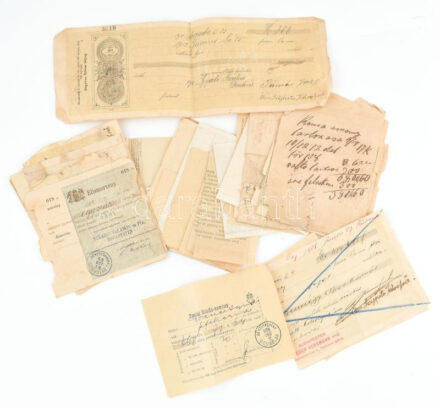 1899-1918 Csekkek, váltók, számlák, postai föladóvevény, nyugtató és egyéb számlák, 41 db vegyes minőségben