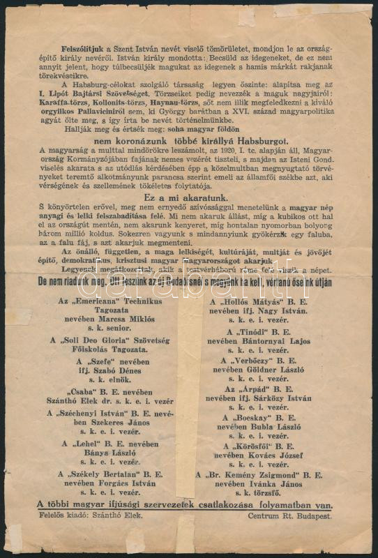 cca 1920 Szocialisták a Habsburg diktatúra ellen röplap - Image 2
