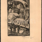 Kunt Ernő (1920-1994): Betlehemesek (cím nélkül), 1965. Rézkarc, papír, jelzett. 16x10 cm