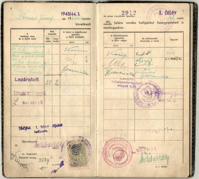 1943 Közgáz hallgató leckekönyve - Image 4