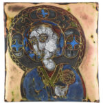 Olvashatatlan jelzéssel: Madonna. Tűzzománc, rézlemez. 13x13 cm