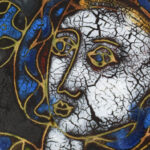 Olvashatatlan jelzéssel: Madonna. Tűzzománc, rézlemez. 13x13 cm - Image 2