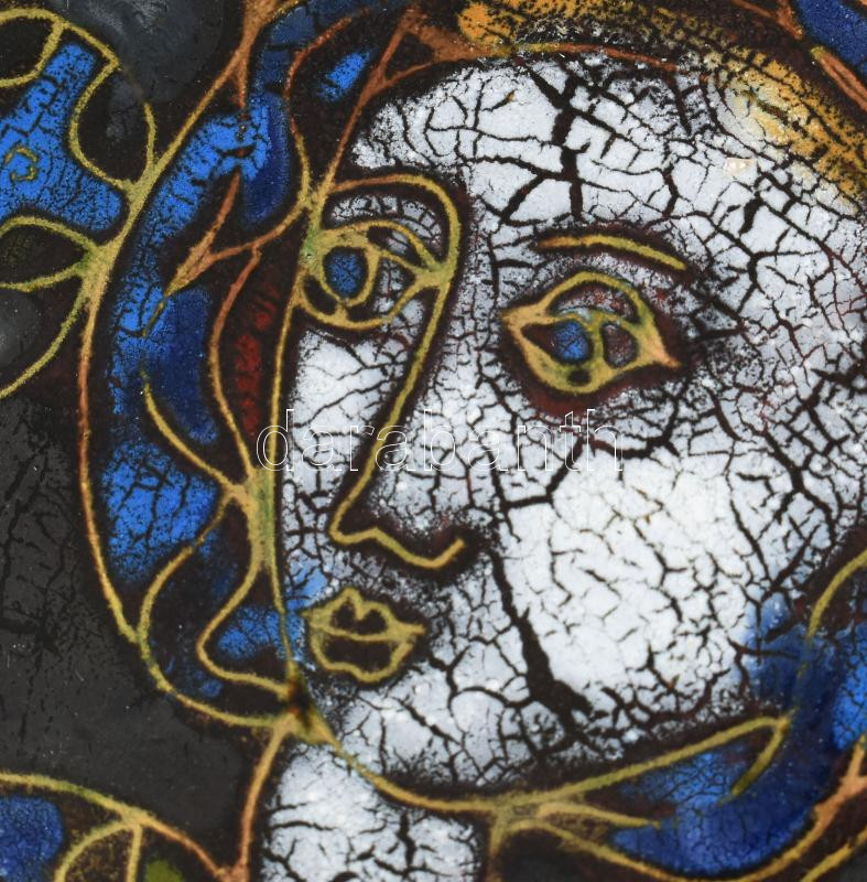 Olvashatatlan jelzéssel: Madonna. Tűzzománc, rézlemez. 13x13 cm - Image 2