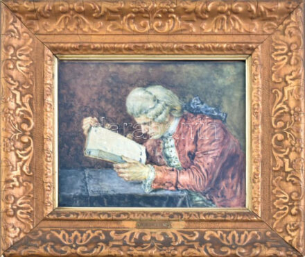 Rubovics Márk (1867-1947): Rokokó jelenet. Akvarell, papír. Jelezve balra lent: Rubovics M. 22,5x26 cm. 'Tanulmányait a Mintarajziskolában kezdte. Mesterei Székely Bertalan és Lotz Károly voltak. Bécsben, Münchenben Párizsban