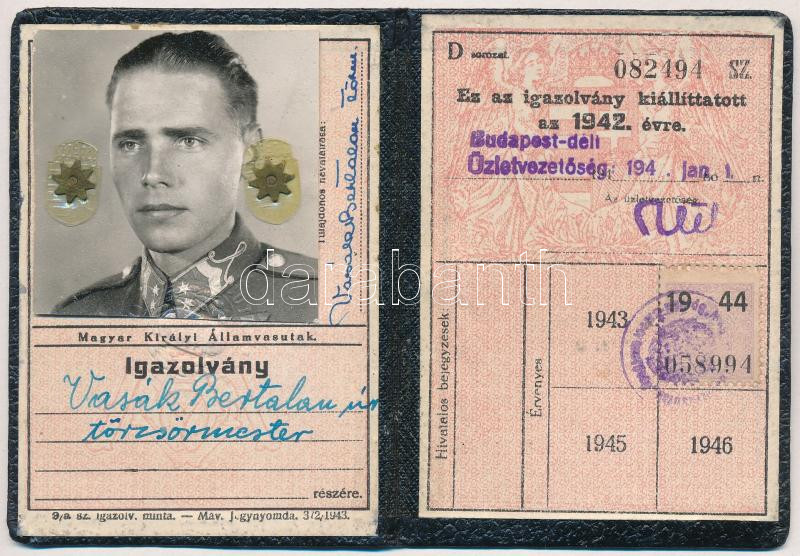 1944 Katona arcképes vasúti igazolványa