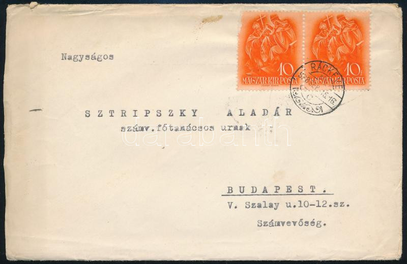 1938 Ráckevei és Pesterzsébeti adóhivatali köszönő hírlevelek 2 db borítékkal - Image 3