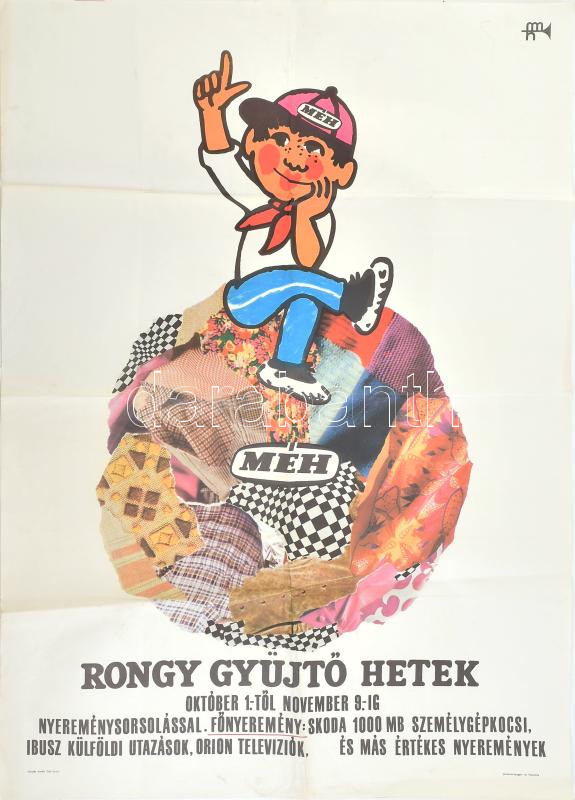 cca 1970 MÉH rongygyűjtés plakát 60x90 cm Hajtva