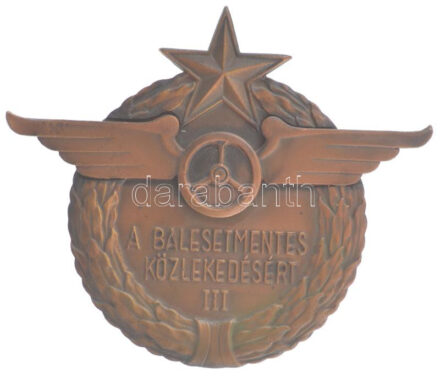~1980. 'A Balesetmentes Közlekedésért III' bronz felcsavarozható emlékérem (97x80mm) T:1-