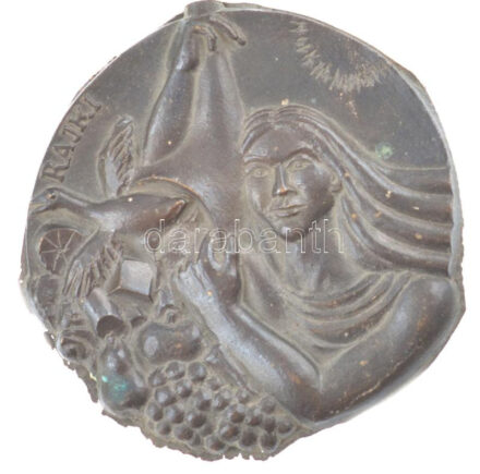 Rajki László (1939-) 1989. 'A Szövetkezetért - Orosháza 1989 - ÁFÉSZ' kétoldalas bronz emlékérem (110mm) T:1-