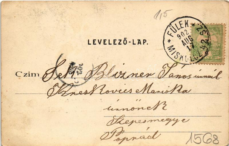 1902 Várgede, Várgedefürdő, Kúpele Hodejov, Hodejov; Gyógy- és gőzfürdő, Csevicze kút, vonat a háttérben. Kohn Albert kiadása / spa, steam bath, well, spring source, train in the background + 'MISKOLCZ - FÜLEK 42. SZ.' vasúti - Image 2