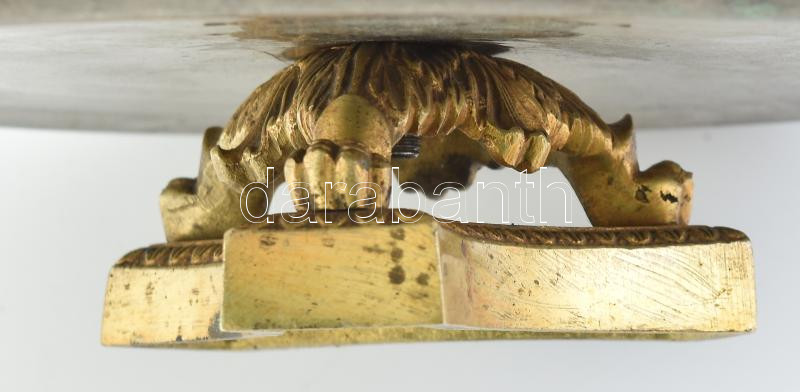 Fém kínáló, kopott, d: 28 cm - Image 2