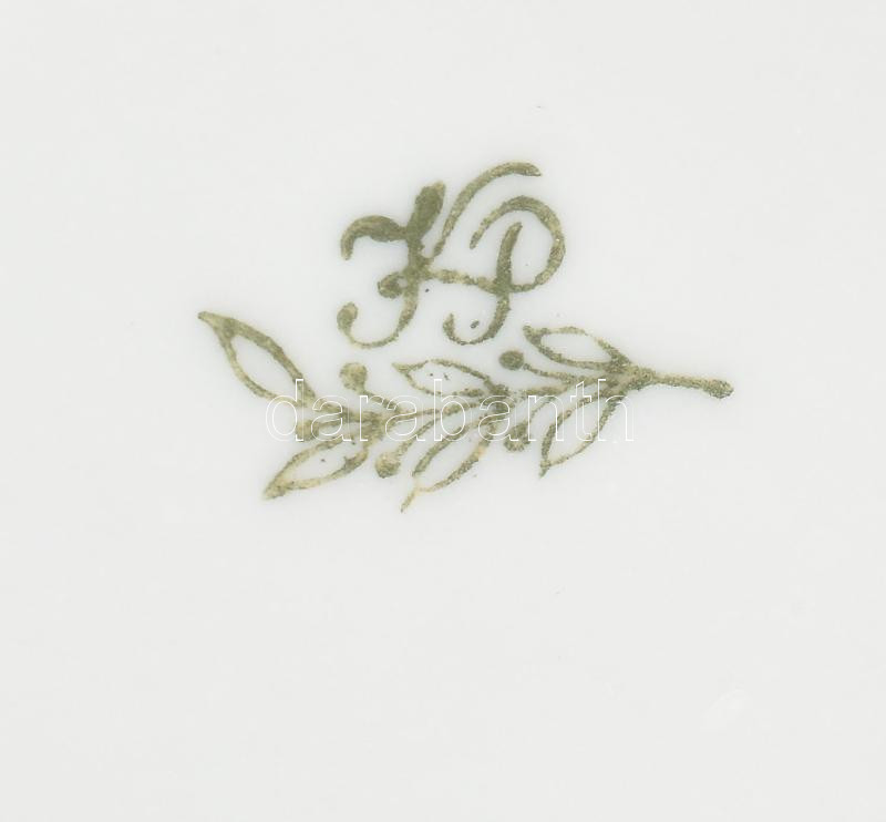 Kőbányai porcelán kínáló tálka. Kézzel festett, jelzett, hibátlan 13x13 cm - Image 2