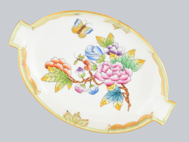Herendi Viktória mintás hamutál. Kézzel festett, jelzett, hibátlan 14x9 cm
