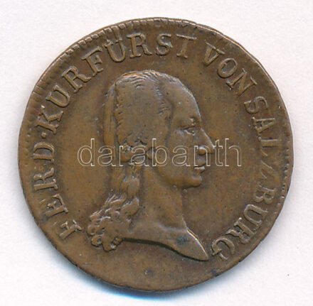 Osztrák Államok / Salzburg 1805. 1kr Cu 'Ferdinánd' T:2,2- patina, folt, ü. Austrian States / Salzburg 1805. 1 Kreuzer Cu 'Ferdinand' C:XF,VF patina, spot, ding Krause KM# 491