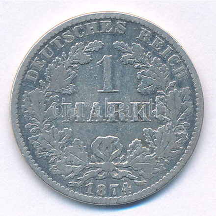 Német Birodalom 1874B 1M Ag T:3 German Empire 1874B 1 Mark Ag C:F Krause KM#7