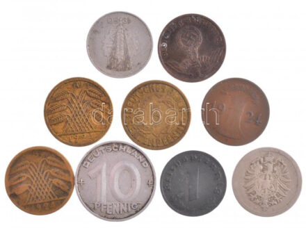Németország 1888-1952. 1pf-10pf (9xklf) T:2-3 Germany 1888-1952. 1 Pfennig - 10 Pfennig (9xdiff) C:XF-F