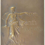~1900. 'Dekathlon I.' kétoldalas bronz díjplakett 'Huguenin' gyártói jelzéssel (37x53mm) T:2 ph.