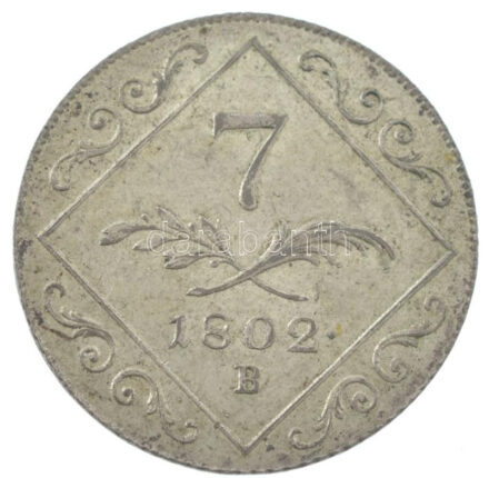 1802B 7Kr Ag 'I. Ferenc' Körmöcbánya (4,74g) T:1-,2 patina Hungary 1802B 7 Kreuzer Ag 'Francis I' Kremnitz (4,74g) C:AU,XF patina Huszár: 2012., Unger III.: 1395.a, Krause KM#2129