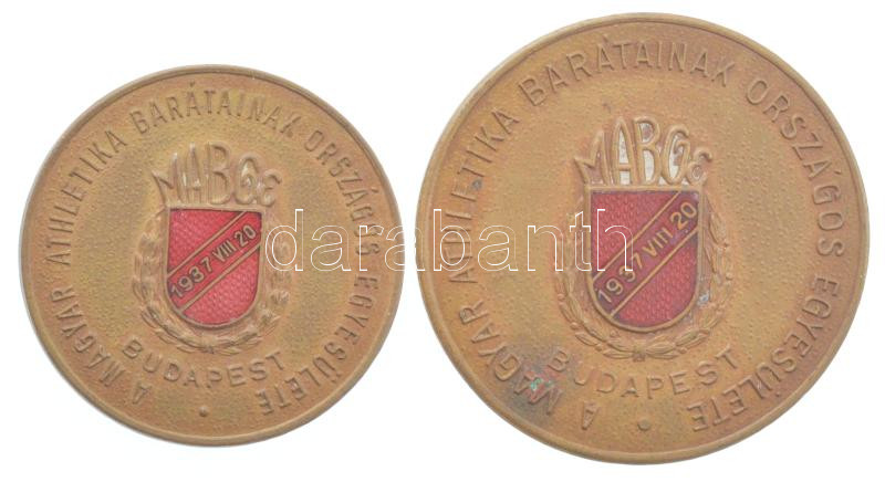 1937. 'A Magyar Athletika Barátainak Országos Egyesülete Budapest' zománcozott bronz emlékérem (2xklf: 31mm, 37mm) T:2