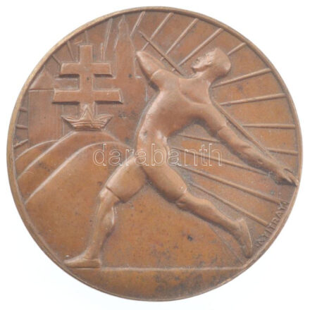 Nyitray Dániel (1890-1971) 1921. 'A Magyar Athletikai Szövetség Északi kerülete' kétoldalas bronz sportérem (35mm) T:2 patina, ü.