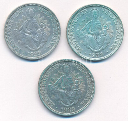 1932-1939. 2P Ag 'Madonna' (3xklf) T:2-3 közte patina, ph Adamo P7