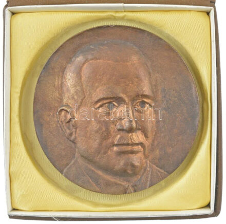 DN 'Varga József' vegyészmérnök, gazdaságpolitikus kétoldalas öntött bronz emlékérem (95mm) T:1