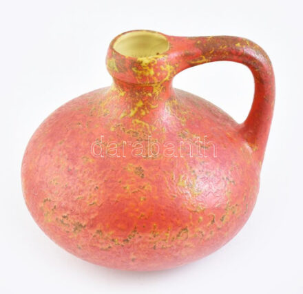 Tófej Retro kerámia váza. Kézzel festett, jelzett, hibátlan. 21 cm