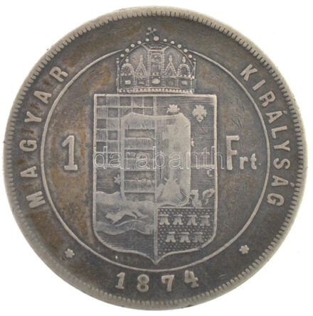 1874KB 1Ft Ag 'Ferenc József / Középcímer' Körmöcbánya T:2- patina, karc Unger III.: 1464.a, Huszár: 2138., Adamo M15