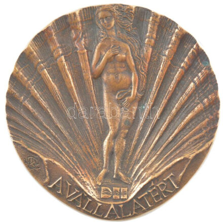 1989. 'DH (Danubius Hotels) - A vállalatért / Nagy Miklós 1989.' kétoldalas bronz plakett. Szign.: SZGY (123mm) T:1 patina