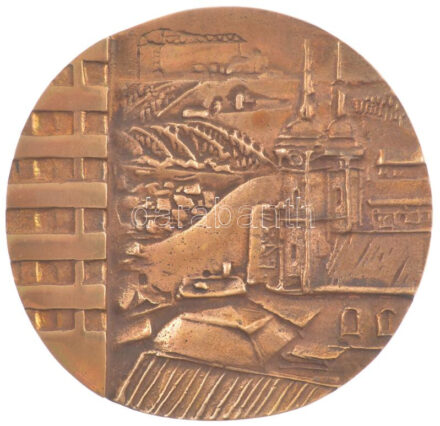 1975. 'Eger HÉV (Heves Megyei Építő Vállalat) - 25 év 1950-1975' kétoldalas öntött bronz emlékérem T:1