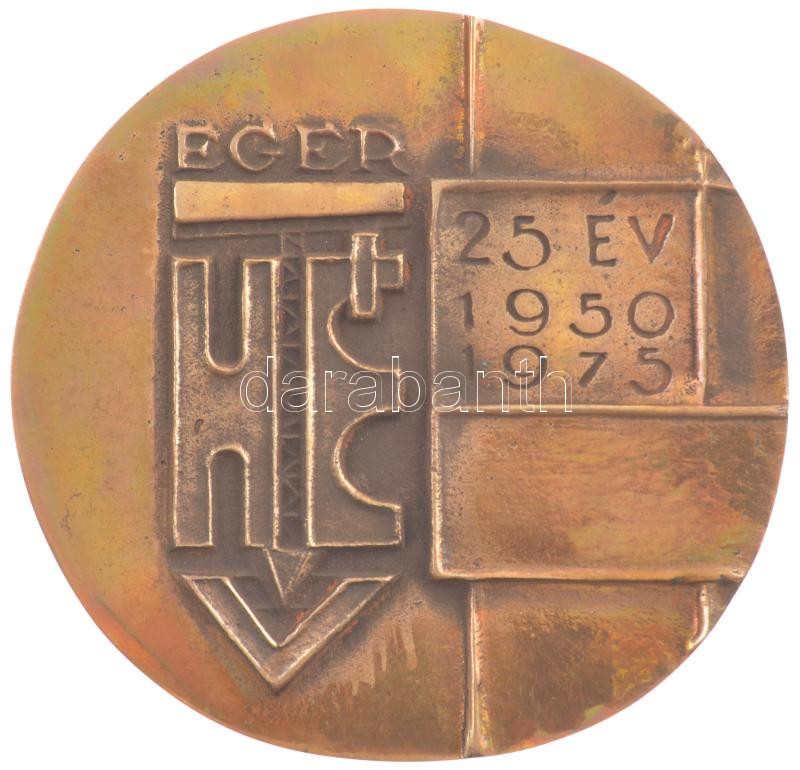 1975. 'Eger HÉV (Heves Megyei Építő Vállalat) - 25 év 1950-1975' kétoldalas öntött bronz emlékérem T:1 - Image 2