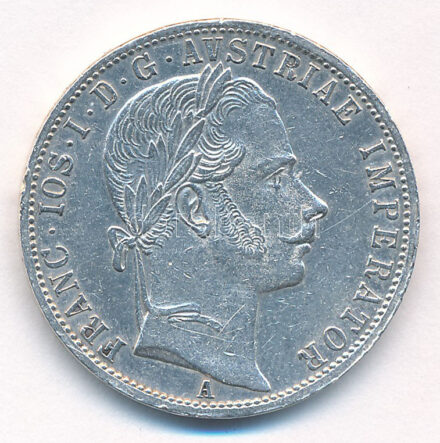 Ausztria 1861A 1Fl Ag 'Ferenc József' T:1-,2 kis ph. Austria 1861A 1 Florin Ag 'Franz Joseph' C:AU,XF small edge error Krause KM#2219