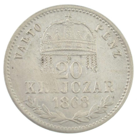 1868KB 20kr Ag 'Ferenc József / Váltó Pénz' Körmöcbánya (2,54g) T:1-,2 R! Hungary 1868KB 20 Kreuzer Ag 'Franz Joseph / Váltó Pénz' Kremnitz (2,54g) C:AU,VF R! Huszár: 2154., Unger III.: 1472.a, Adamo M11.1, Krause KM# 445.1