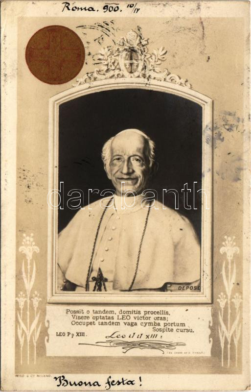 1900 Leone XIII / Pope Leo XIII. Art Nouveau, floral (fl)