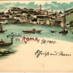 1900 Roma, Rome; Un Saluto da Roma. Carlo Künzli Art Nouveau, litho