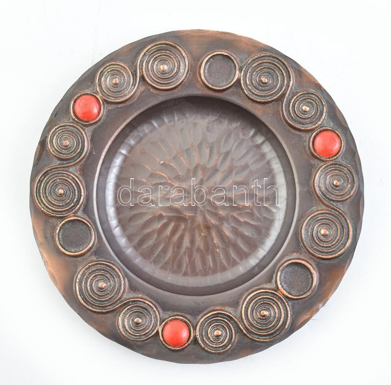 Lignifer retró tálka, bronz, kis kopásokkal, d: 15 cm