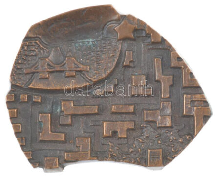 Rózsa Péter (1926-2015) ~1980. 'Lakóterületi munkáért a Budapesti Pártbizottságtól' kétoldalas öntött bronz plakett (~90x109mm) T:1- patina