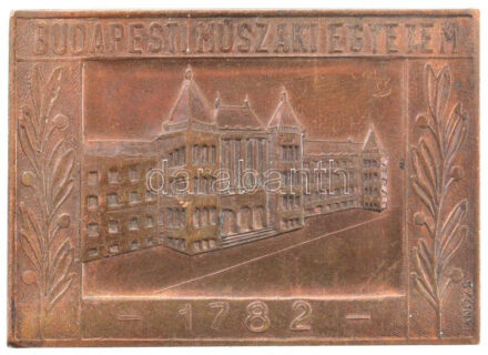 1982. 'Budapesti Műszaki Egyetem 1782' egyoldalas bronz plakett. Szign.: Szőnyi (63x46mm) T:1-