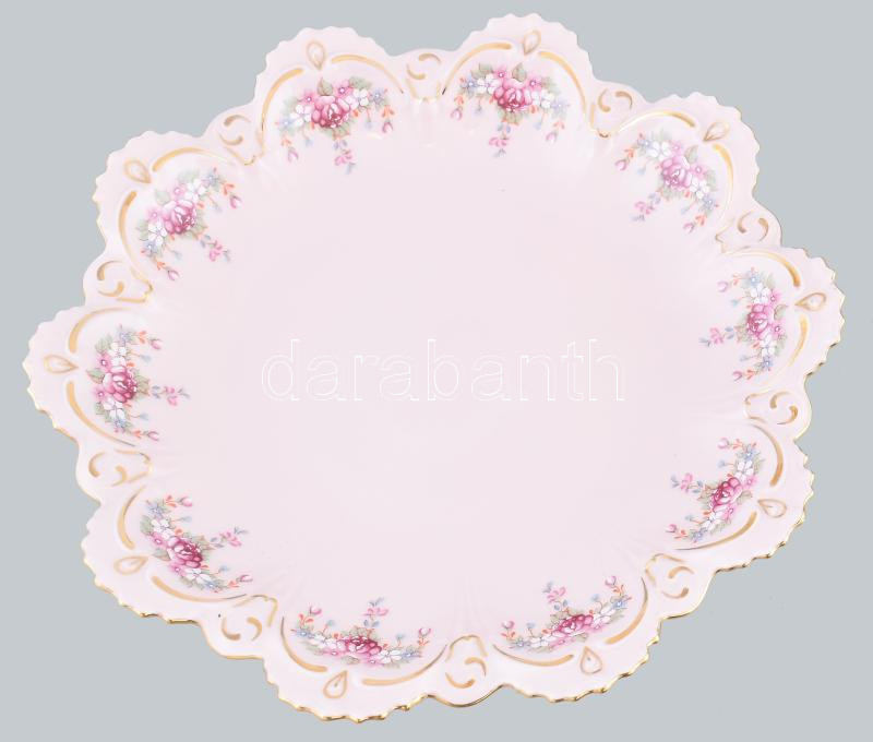Haas & Cijzek rózsaszín sütemény kínáló. Matricás, jelzett, hibátlan d: 24 cm - Image 2