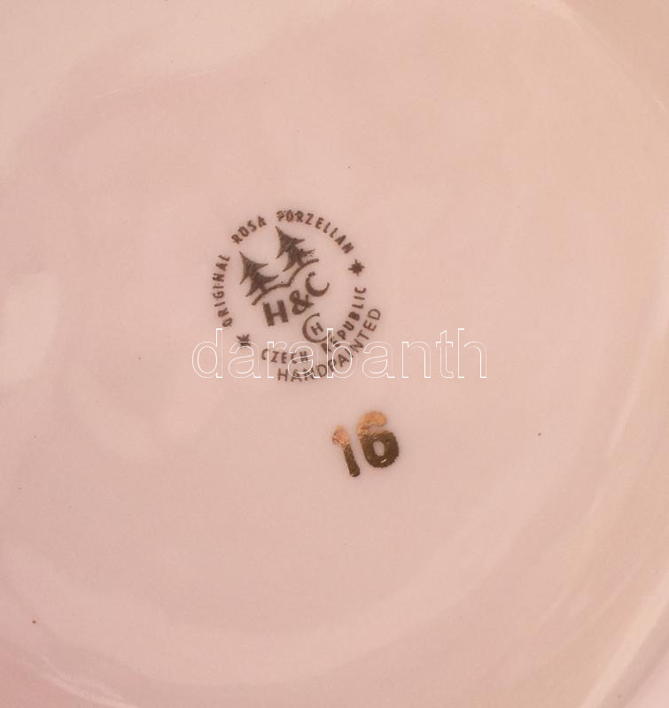 Haas & Cijzek rózsaszín sütemény kínáló. Matricás, jelzett, hibátlan d: 24 cm - Image 3