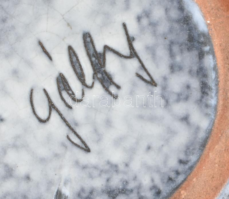 Gálfy kerámia tányér. Mázas kerámia, jelzett, hibátlan 13 cm - Image 2