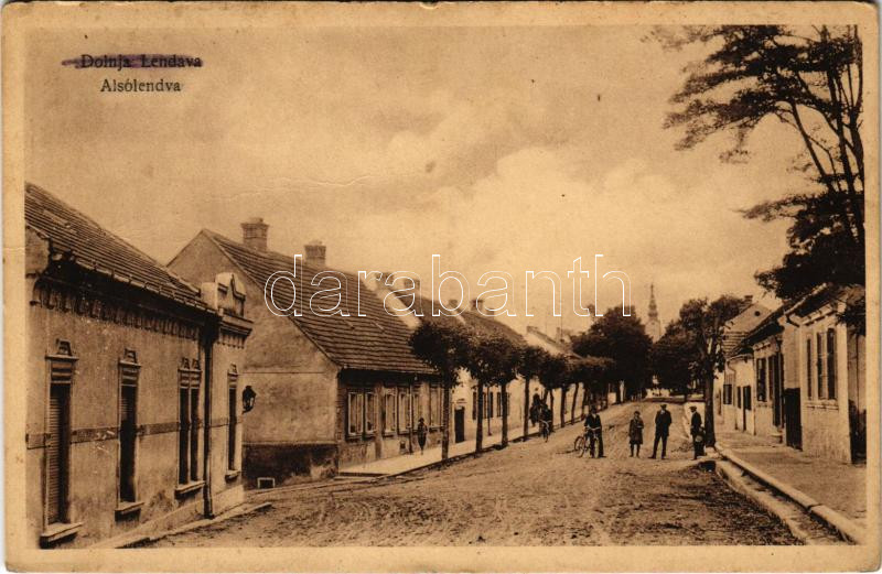 1942 Alsólendva, Alsó-Lendva, Dolnja Lendava; utca. Ernest Balkányi kiadása / street view (fa)