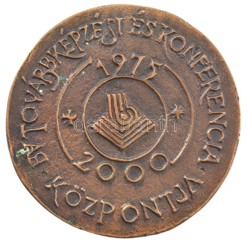 Szabó Imre (1947-2018) 2000. 'Pilisszentkereszt / BV Továbbképzési és Konferencia Központja 1975-2000' kétoldalas, öntött bronz emlékérem (78mm) T:1 patina - Image 2