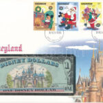 Amerikai Egyesült Államok 1987A 1DD bankjegyes borítékban, elsőnapi bélyegzéses bélyeggel T:1 USA 1987A 1 Disney Dollar in banknote envelope with first day of issue stamp C:UNC