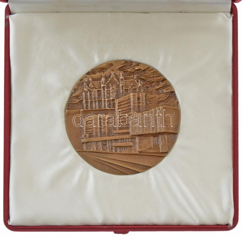 ~1970-1980. 'Kecskemét Város Tanácsa' kétoldalas, öntött bronz plakett eredeti tokban (81mm) T:1