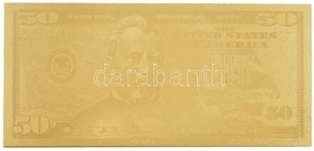 Amerikai Egyesült Államok 1999. 50$ aranyozott bankjegy replika T:I,I- USA 1999. 50 Dollars gilt banknote replica C:UNC,AU