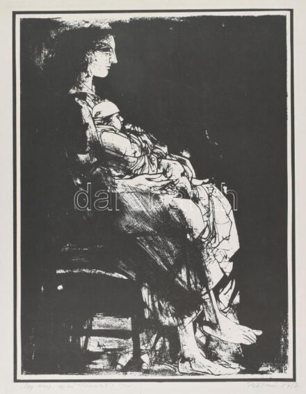 Pető János (1940-2009): 'Egy hang, egy szó'. Lemezlitográfia, karton, jelzett. Számozott: 5/30. 40x30 cm